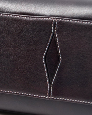 Ebony Yore Toast Bag with white contrast stitching and diamond detail