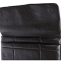 Black quilted calf leather bag interior flap with snap closure