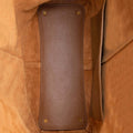 Medium Drippy Tote Bag interior, caramel cow suede leather lining, full-grain leather panel, gold hardware